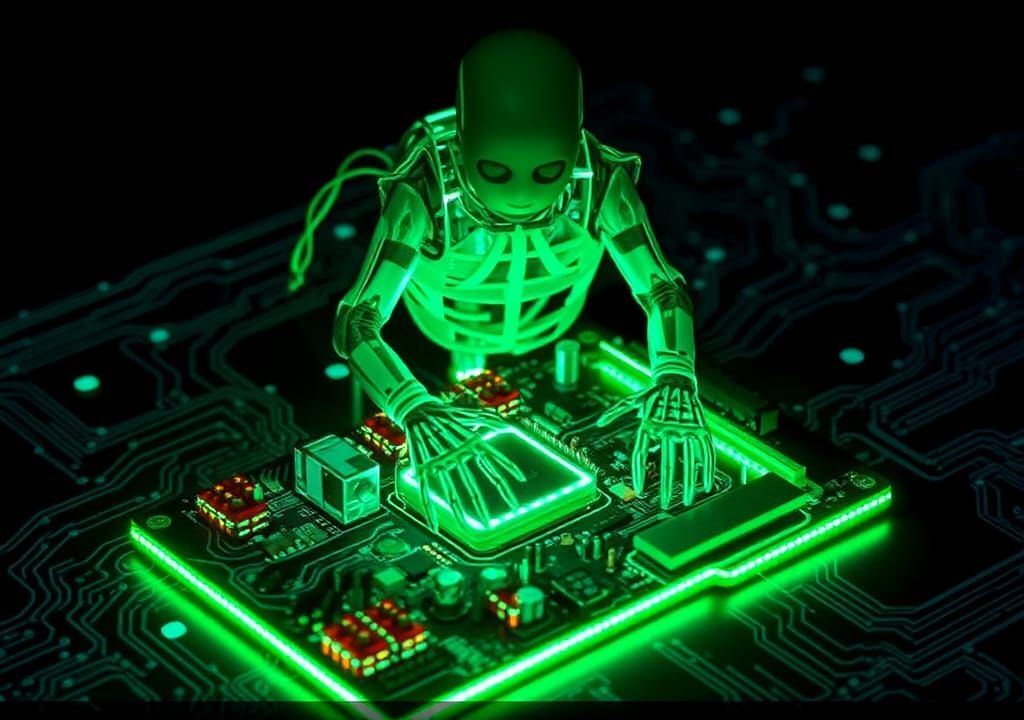 Robot Installs Bioluminescent Organic Motherboard