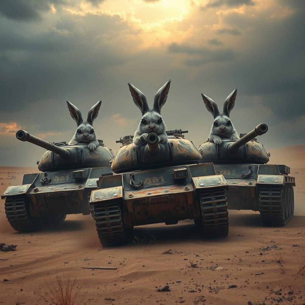 Angry Bunnies Battle Tanks in Desert Storm