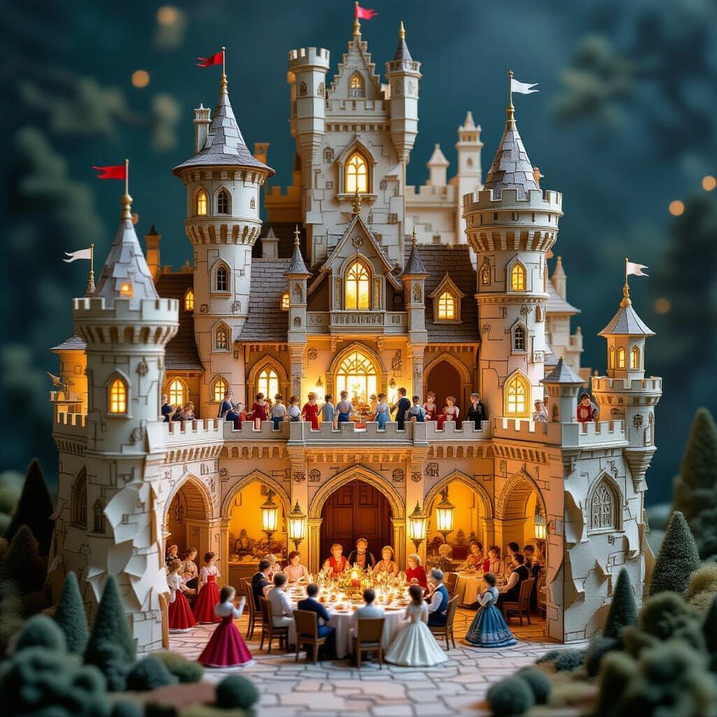 Paper Castle Feast: Intricate Parchment Fortress