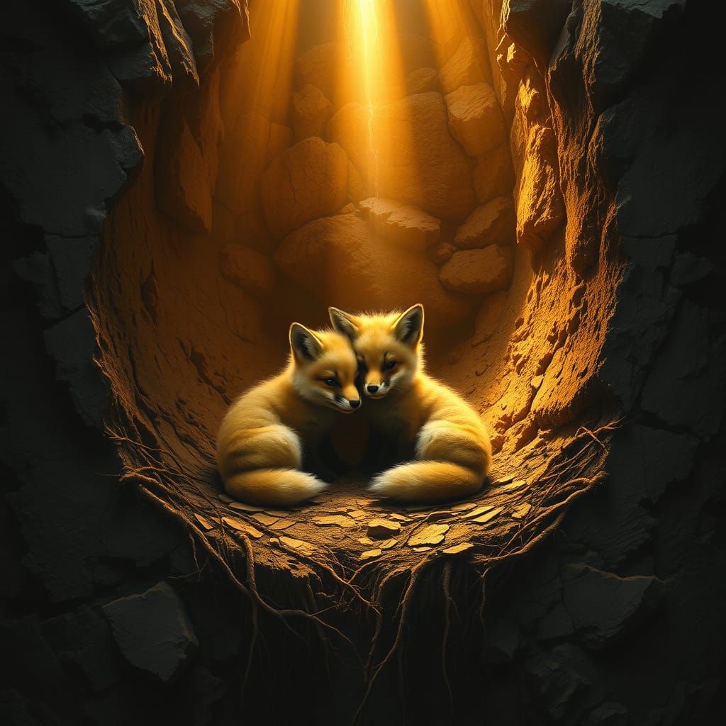 Vulpine Kinship in Dramatic Underground Sanctuary