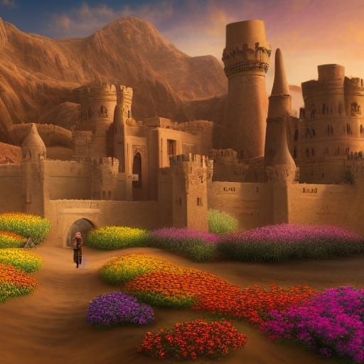 Magical Egyptian Palace in Desert Landscape