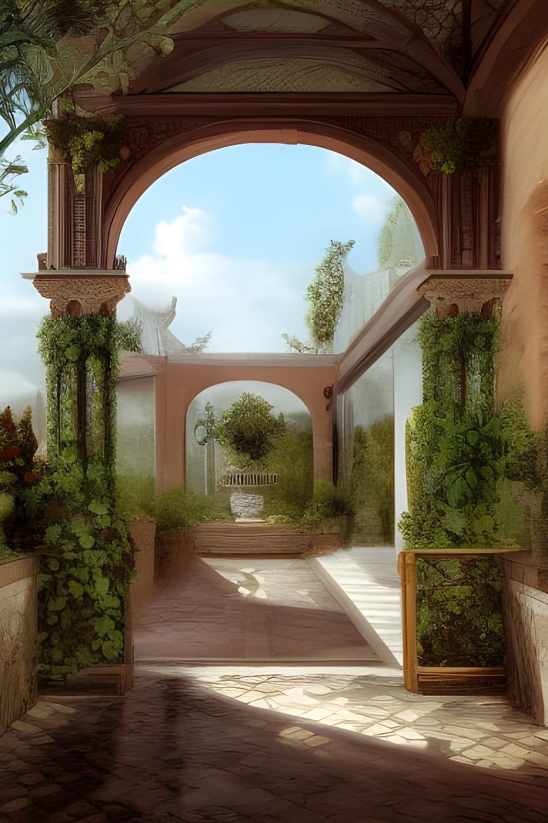 Italian Renaissance Garden Veranda and Courtyard