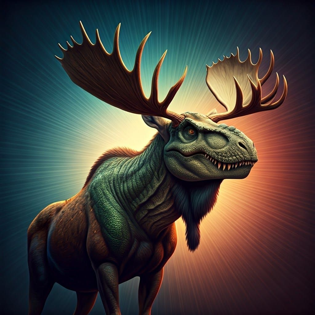 Moose-Rex Hybrid Creature in 3D Digital Art