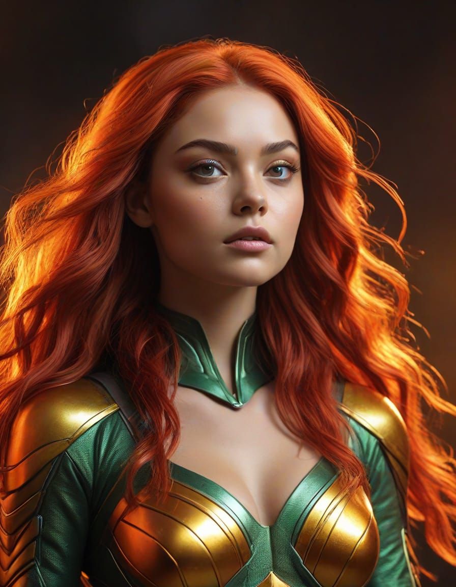 Starfire as Alien Princess in Comic Book Style