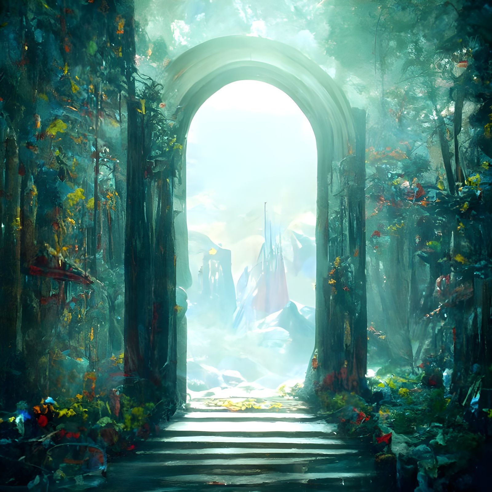 Psychedelic Doorway to a Rainbow Fantasy World