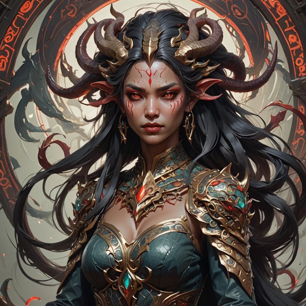 Demonic Naga Portrait in Trending Digital Art Style