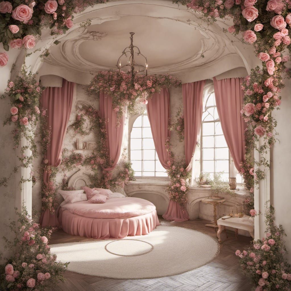 Medieval Princess Tower Room with Flowers and Roses