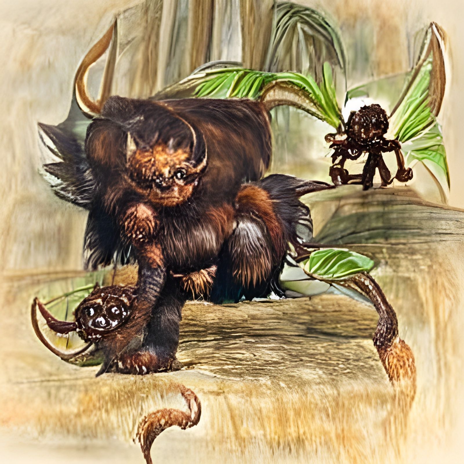 Bugbear Creature with Monkey Body and Bat Wings