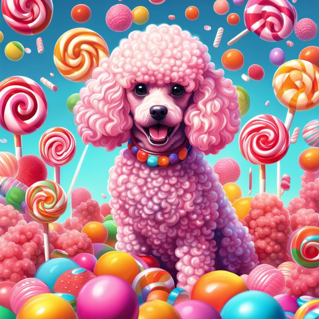 Whimsical Candy Art Poodle in Candyland Style