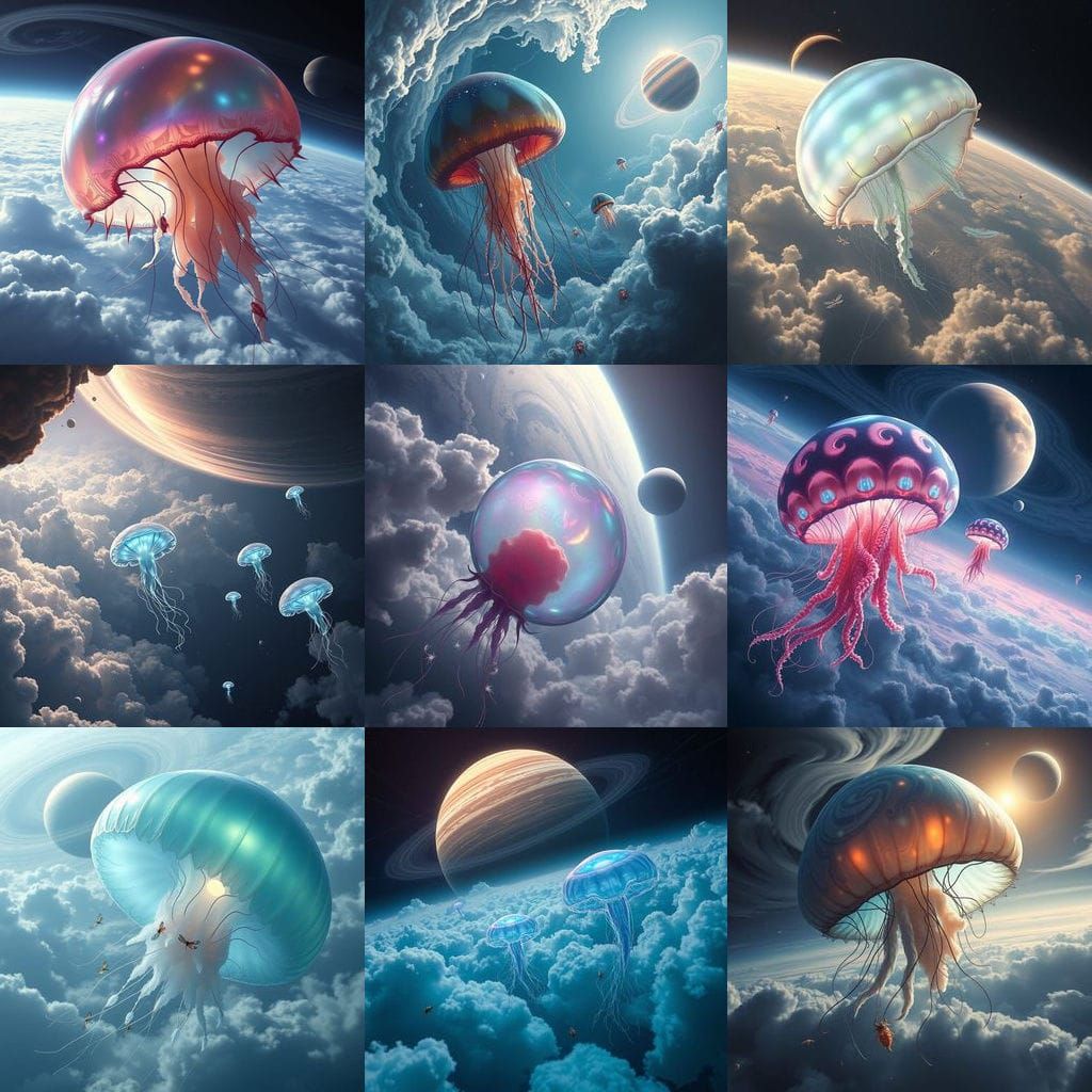 Cosmic Jellyfish in a Gas Giant Atmosphere