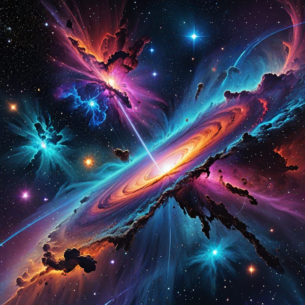 Vibrant Cosmic Illustration of the Mutara Nebula