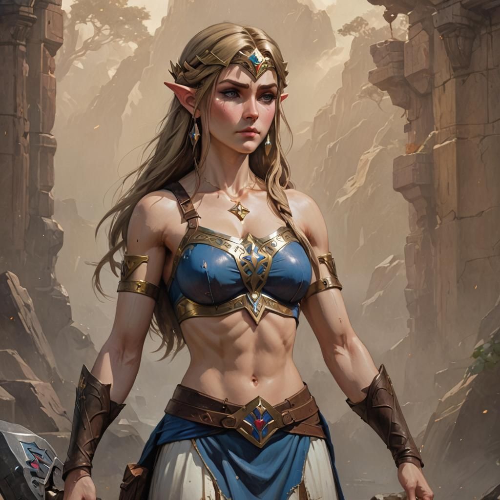Confident Princess Zelda: Hyperdetailed 3D Digital Art
