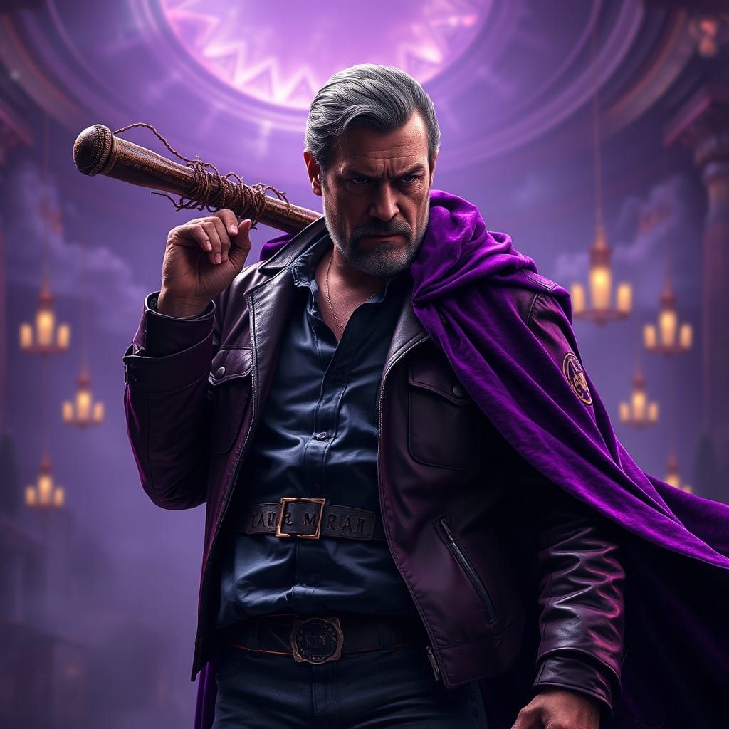 Negan, Regal Icon Wields Lucille in Dreamlike Environment