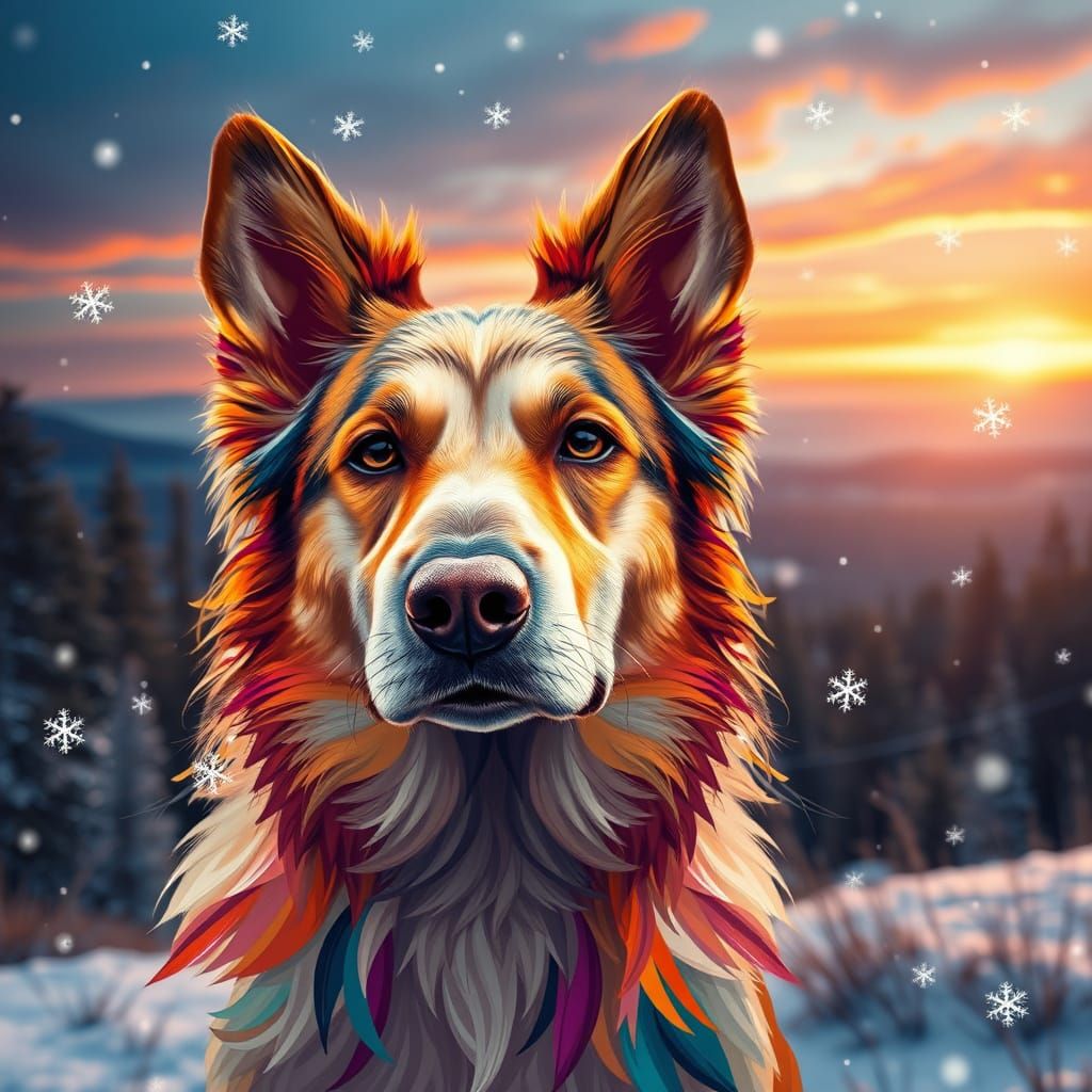 Hyperrealistic Abstract Dog Portrait in Cinematic 35mm Style