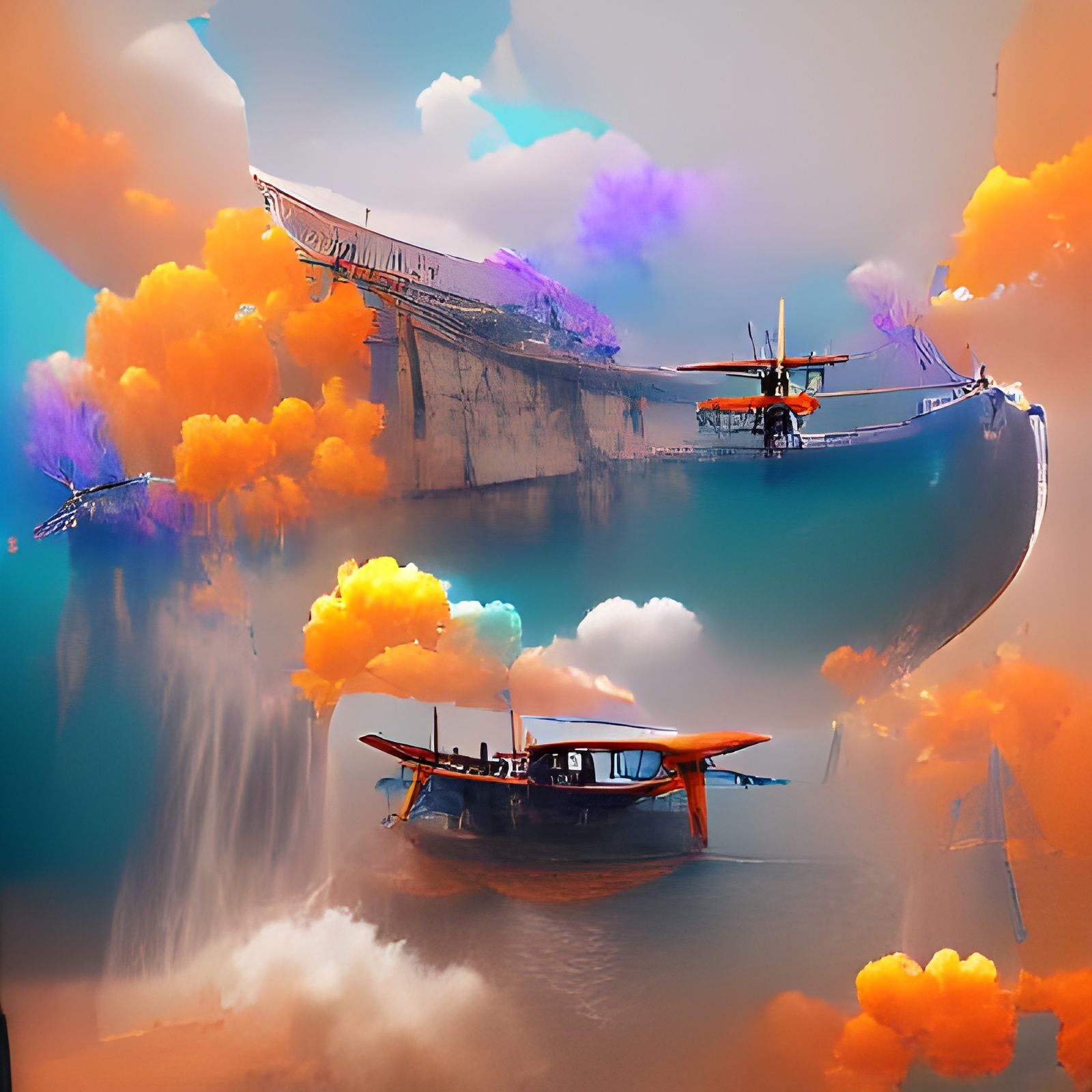 Fantastical Flying Boat Concept Art