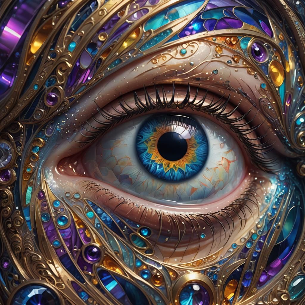 Surreal Eye with Iridescent Colors, Digital Painting