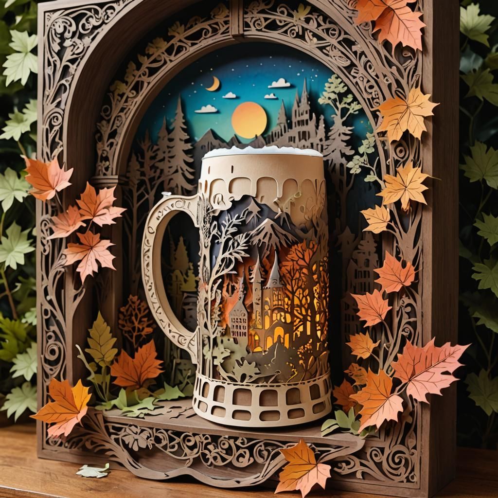 Oktoberfest Stein in Ornate Paper Shadowbox