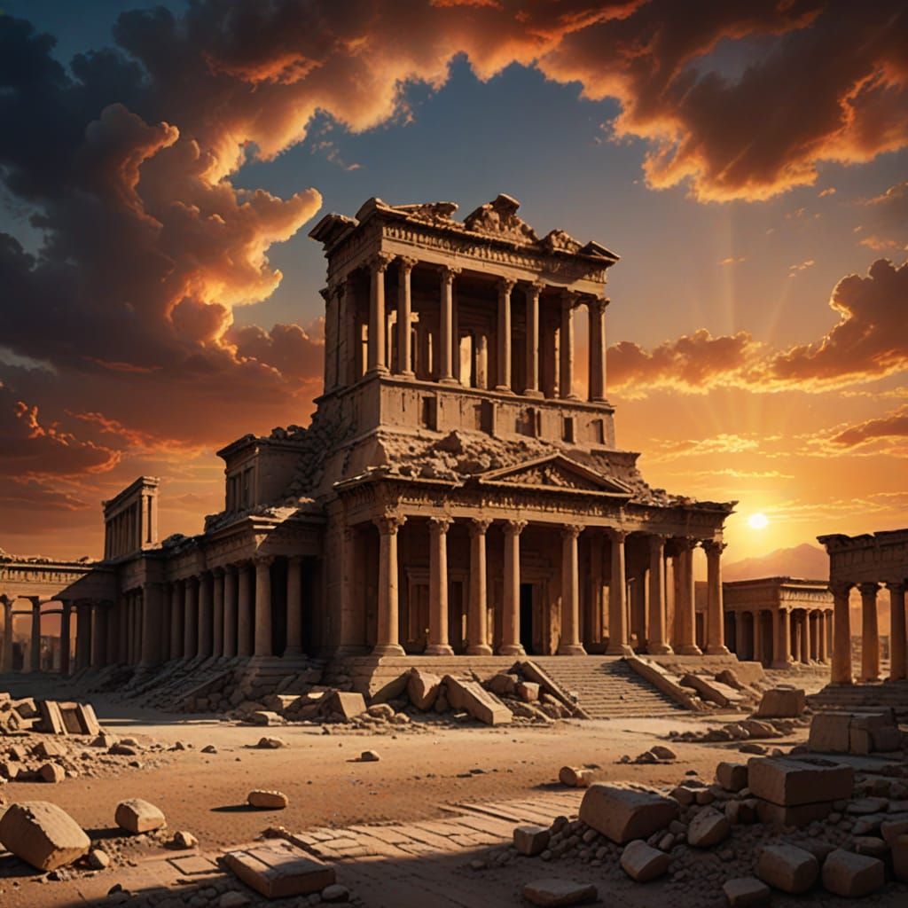Ancient City of Palmyra at Sunset