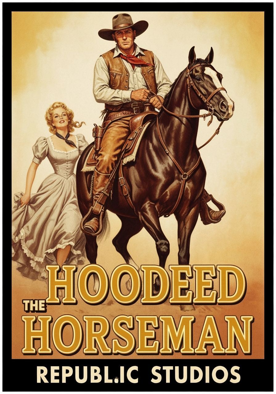 The Hooded Horseman: 1940s Western Movie Poster