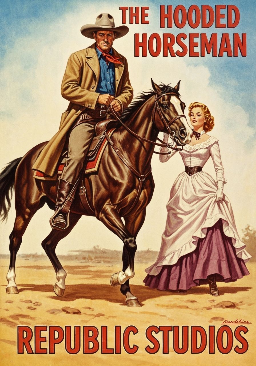 Cowboy and Dancehall Girl in Western Poster Style