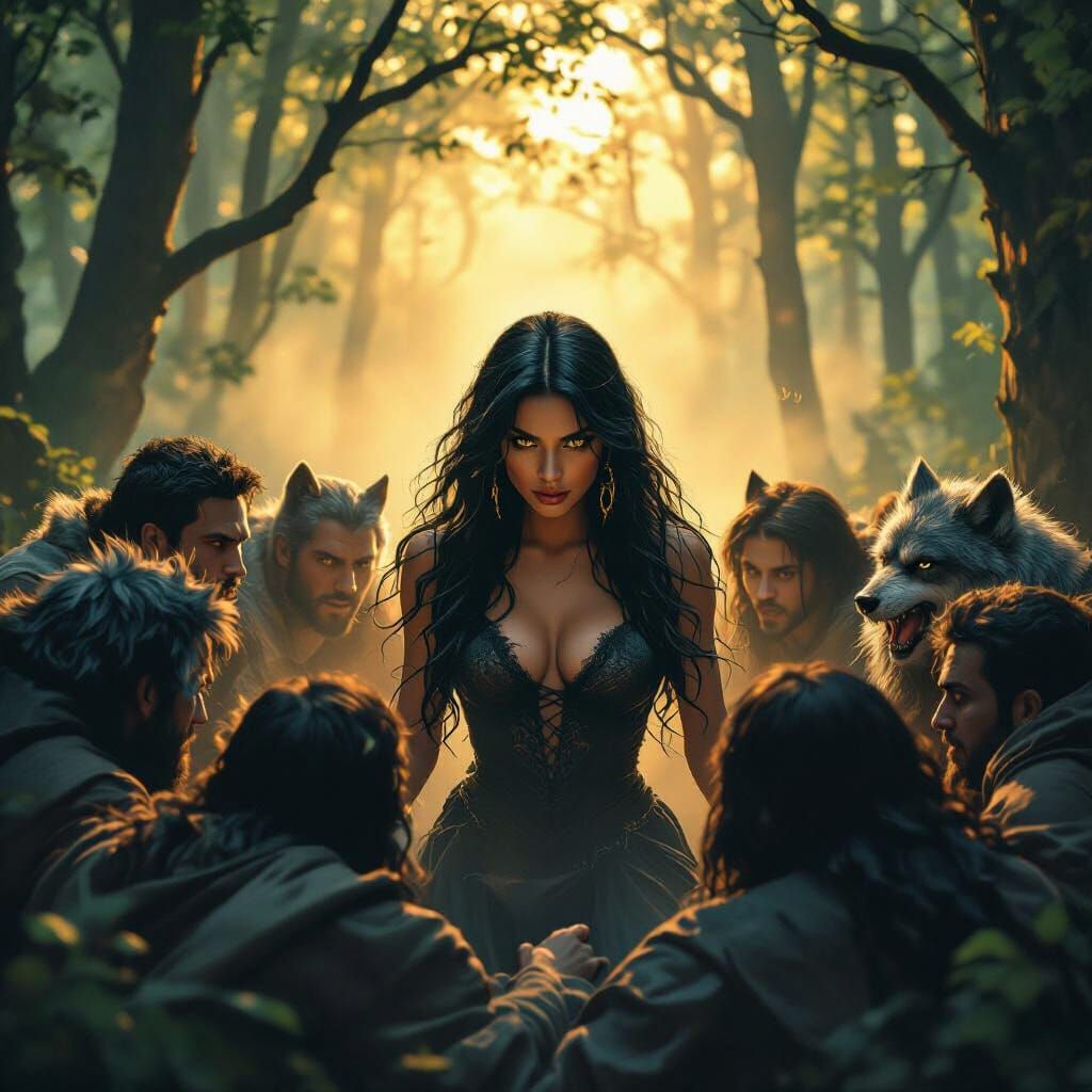 Latina Woman's Werewolf Transformation in Misty Forest