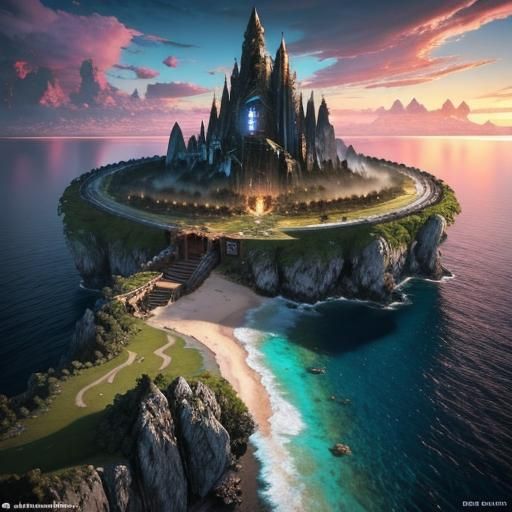 Floating Paradise Island in Giger Style