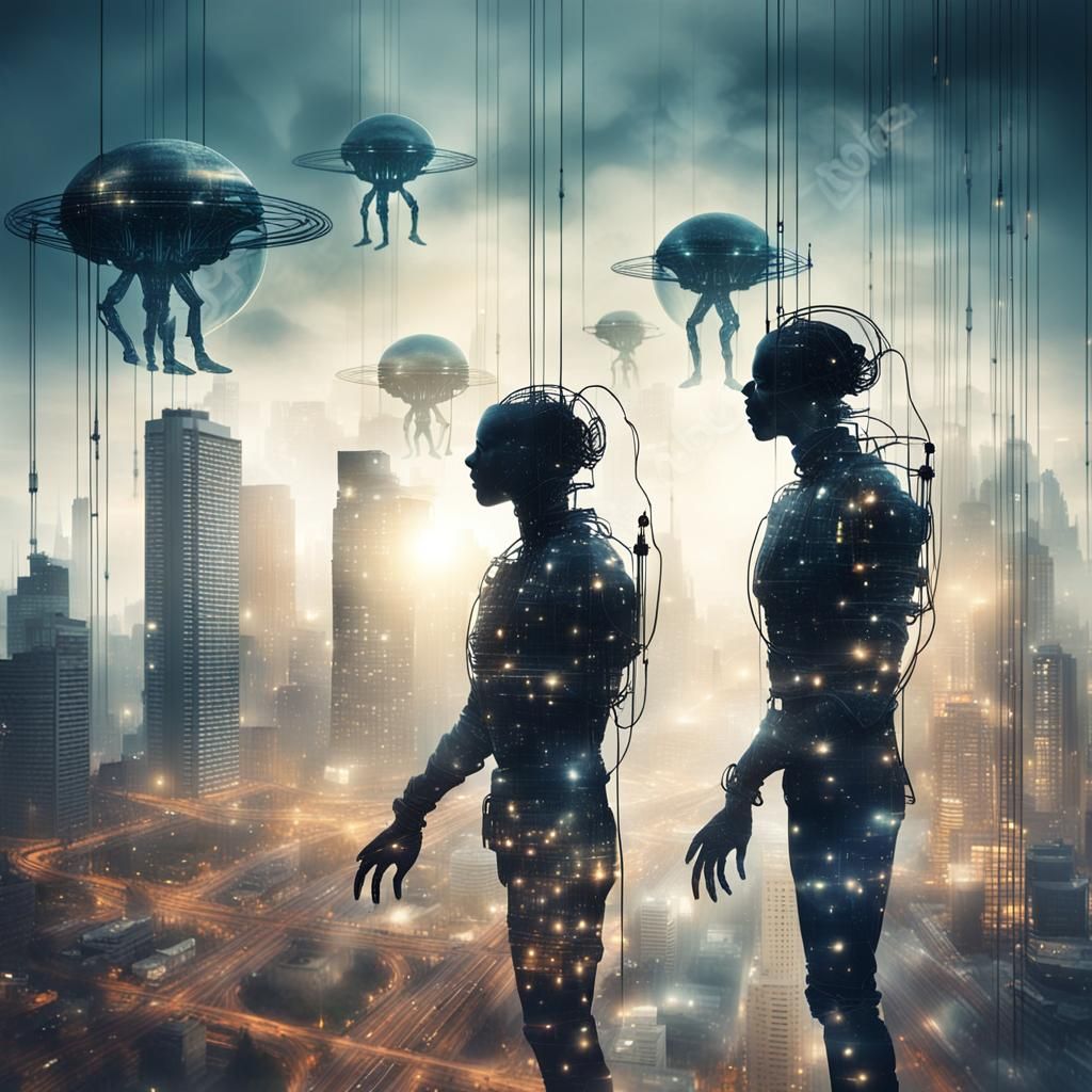 Alien Puppets Control Humans in Futuristic City