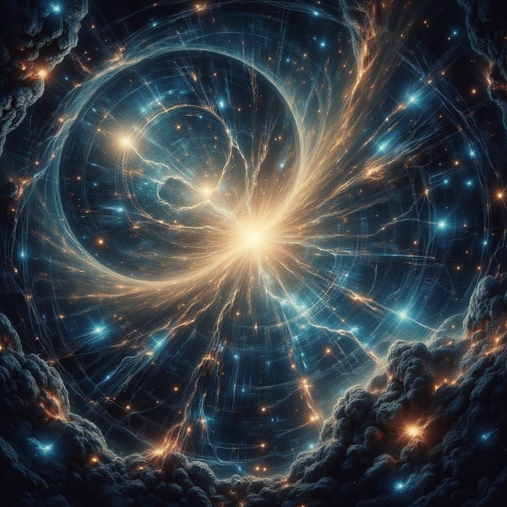 Ethereal Celestial Map Illustration with Luminous Nebulae