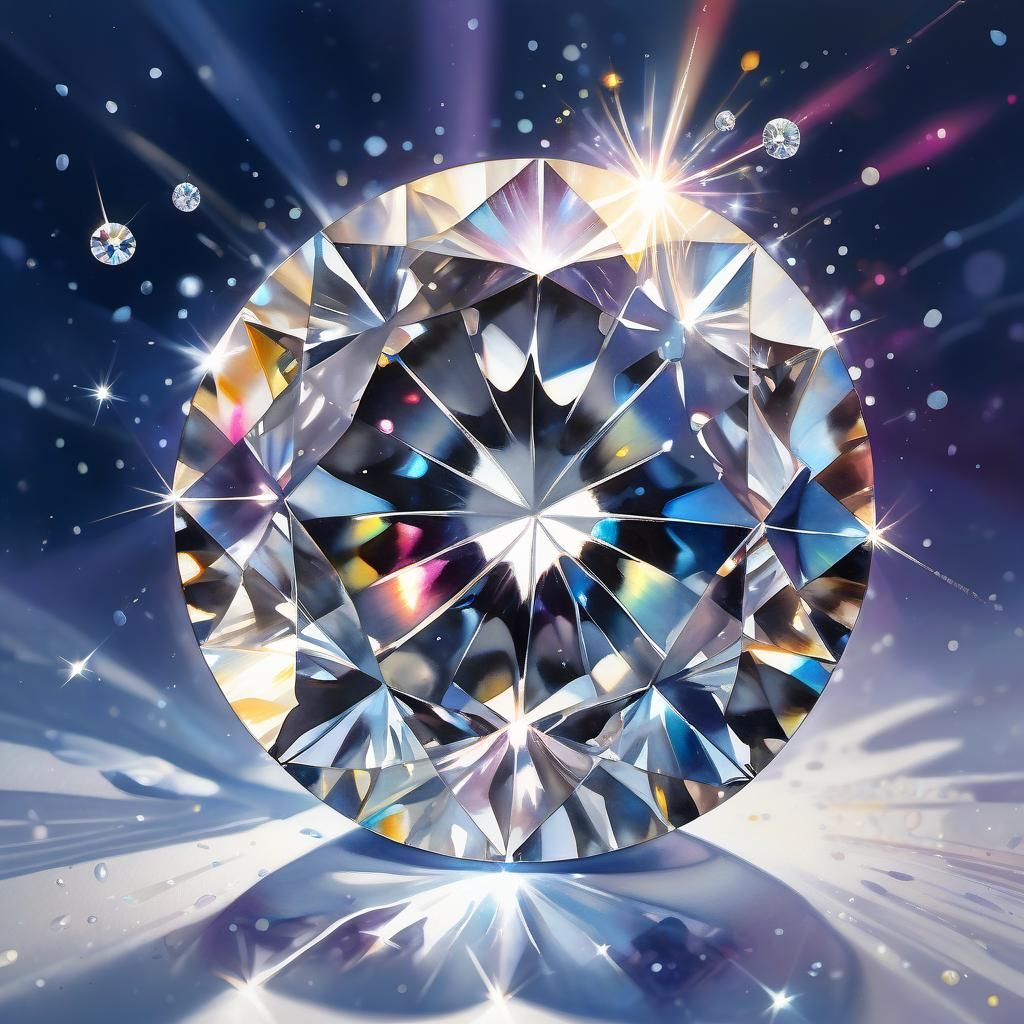 Glimmering Diamond: Watercolour Painting with Lens Flares