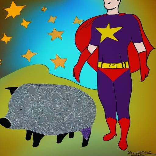 Superhero and Pet Pig