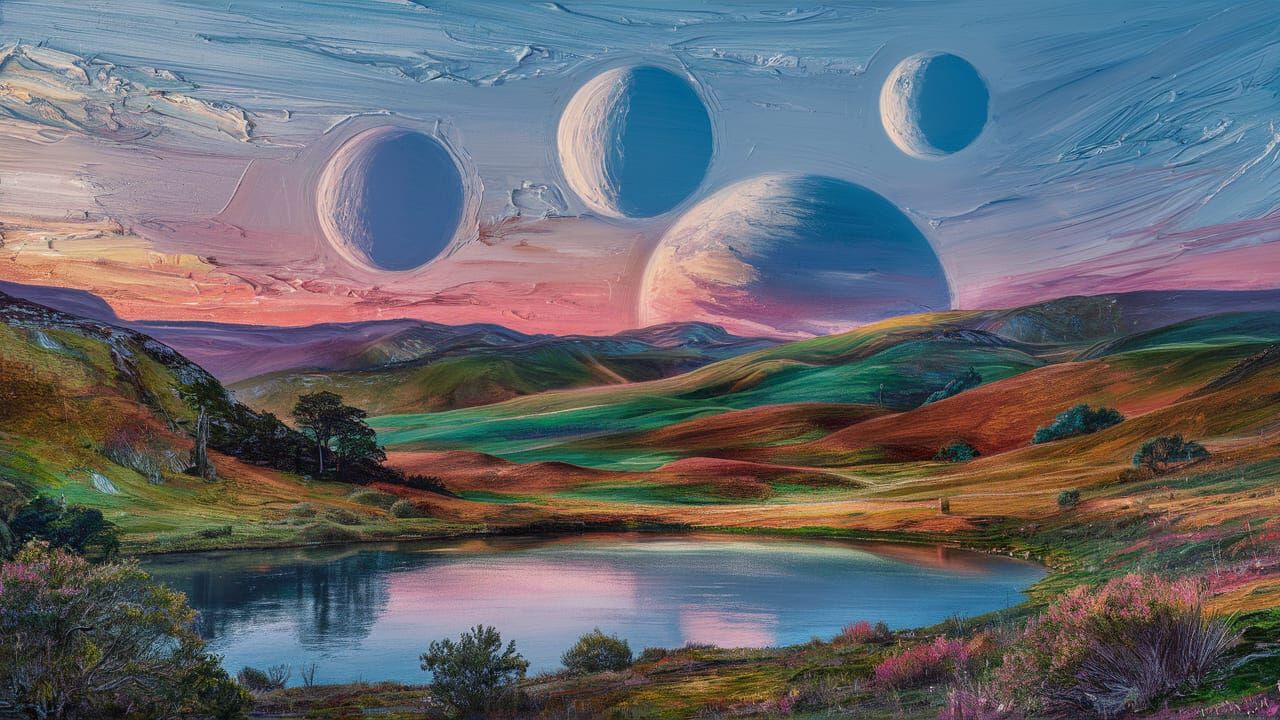 Fantastical Planet at Dusk: Impressionist AI Art