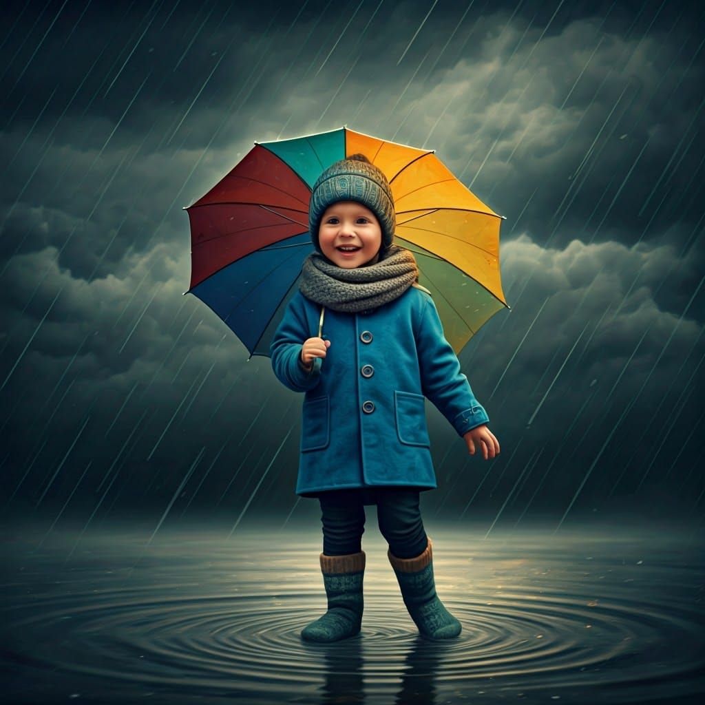 Boy's Rainy Day Dance: Fantasy Matte Painting