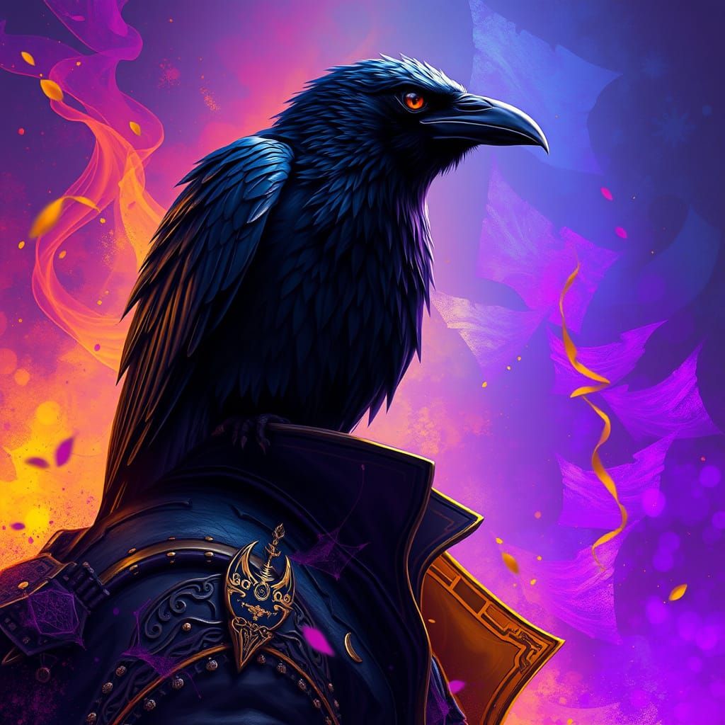 Raven on Shoulder in Dark Fantasy Style