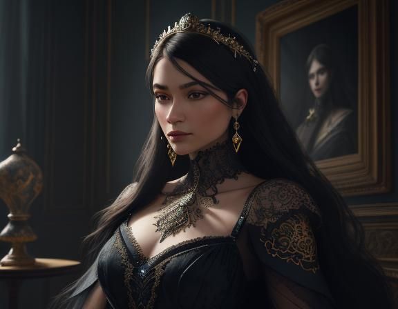 Ornate Bedroom: Lingerie Portrait in Fantasy Style