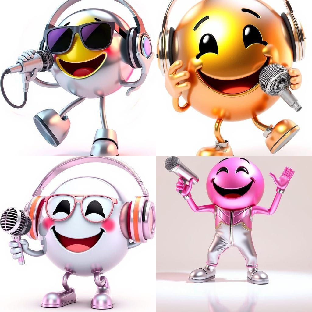 Cheerful 3D Smiley Performs on a White Stage
