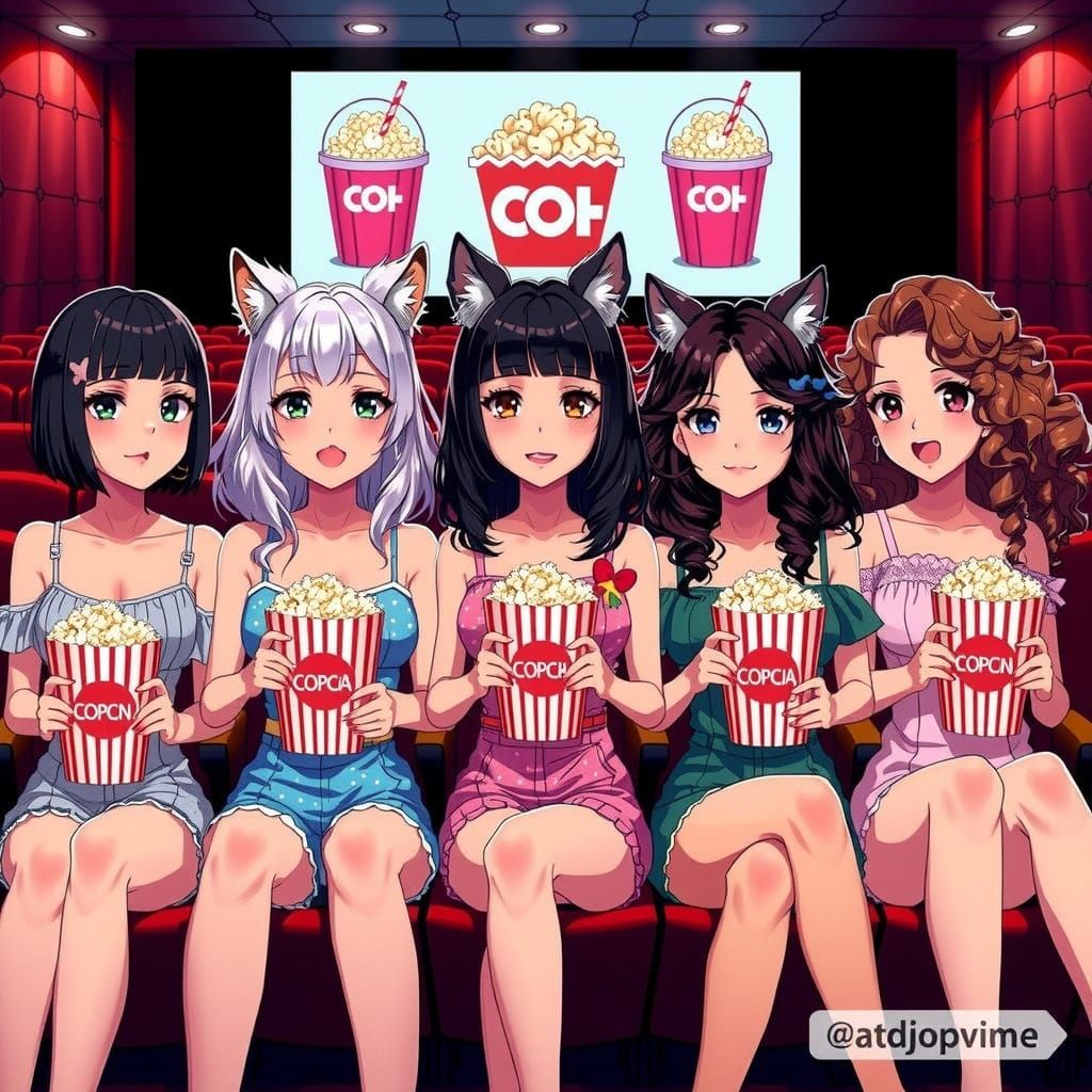 Anime Girls at the Cinema in Studio Trigger Style