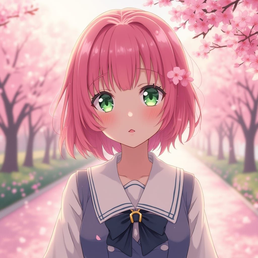 Cherry Blossom Serenade in Watercolor Style