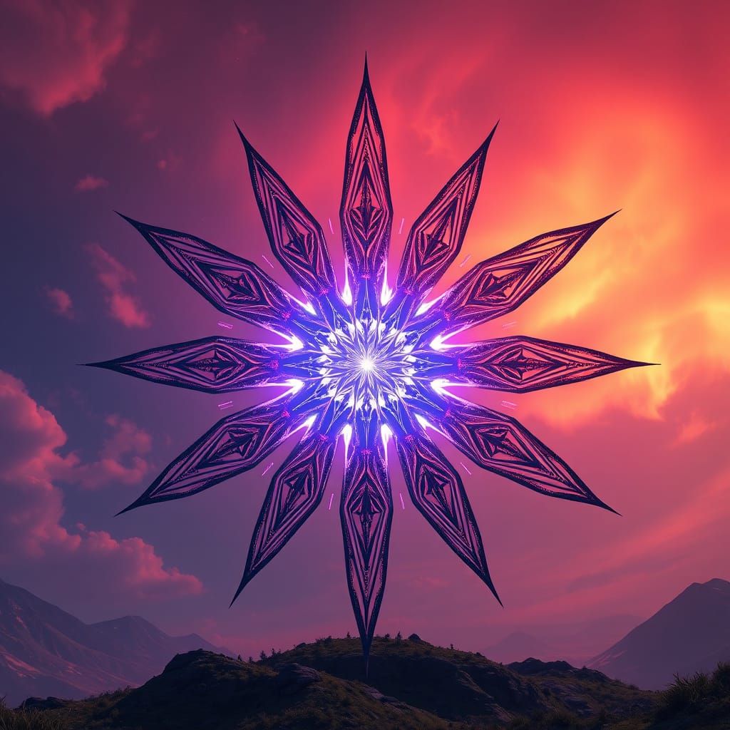 Majestic Moravian Star Radiating Light in Dreamlike Landscap...