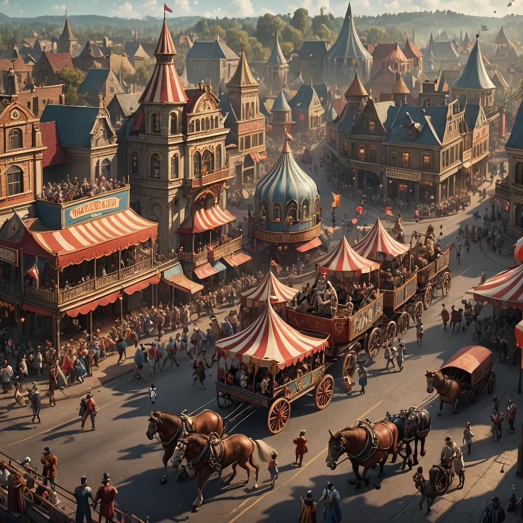 Old Time Circus Parade in Detailed Matte Painting