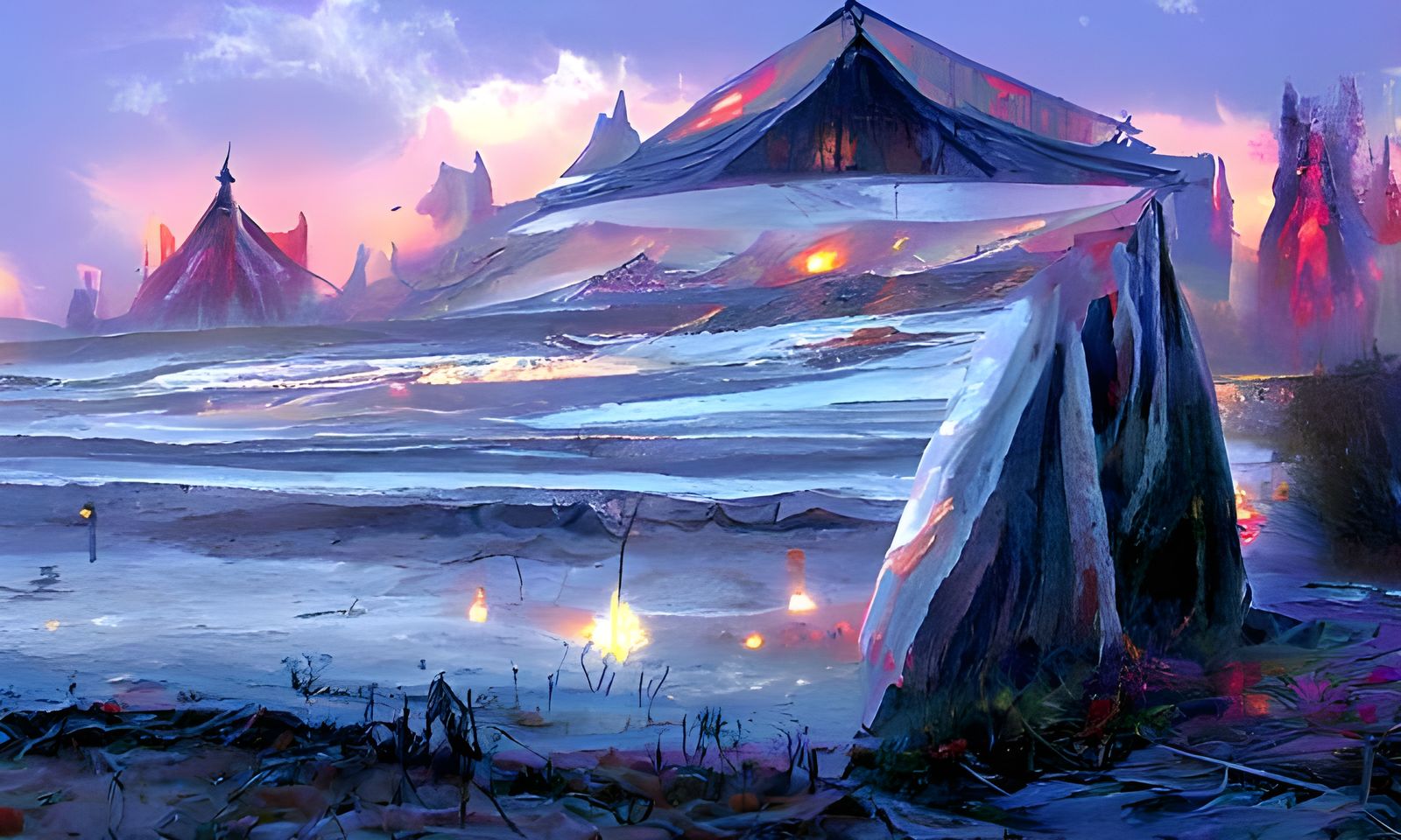 Barbarian Yurt in Eerie Desert Landscape
