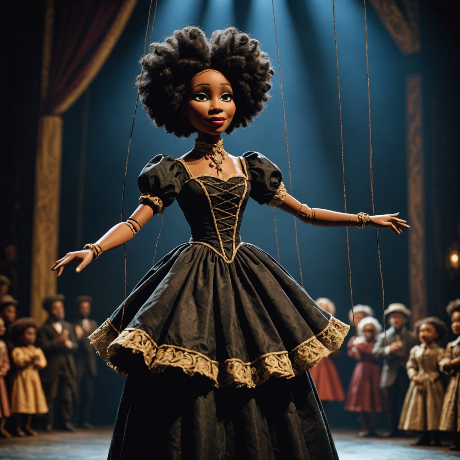 Charming Anthropomorphic Puppet Dances on Strings