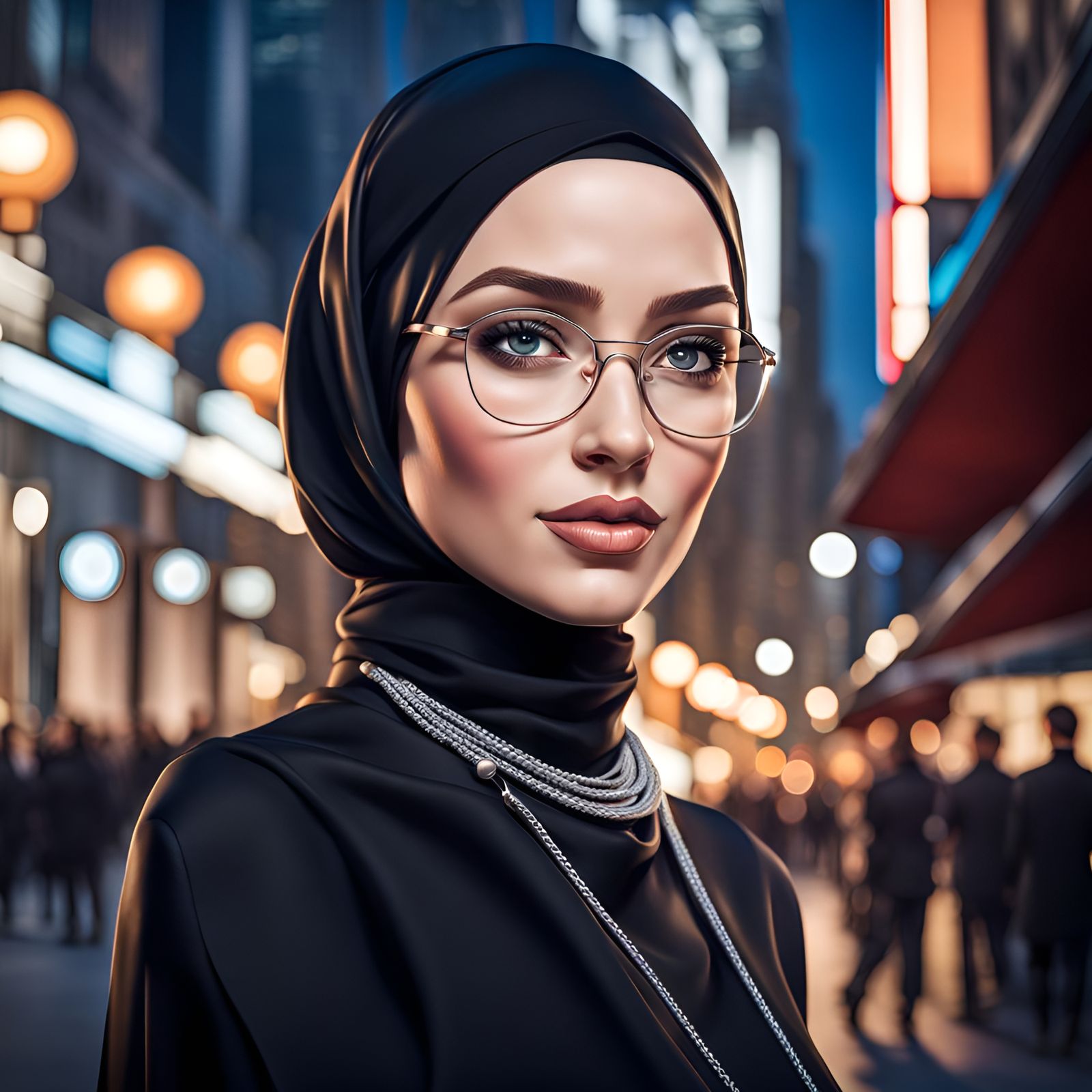 Beautiful Hijabi Woman Portrait in Modern City