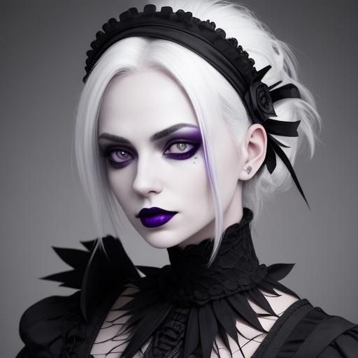 Gothic Lady Portrait in Black and White