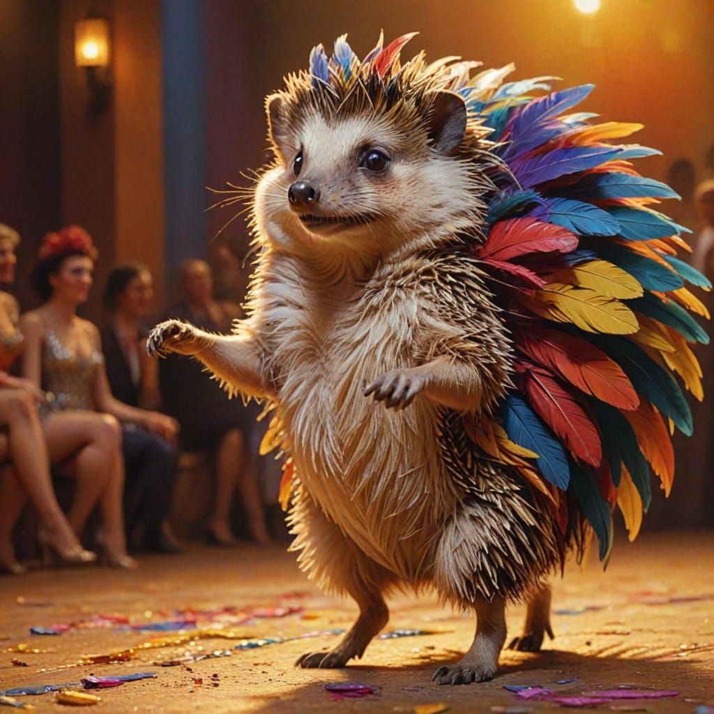 Hedgehog and Showgirl Dance in Fauvism Style