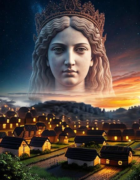 Pixelated Village Scene: Retro Digital Art