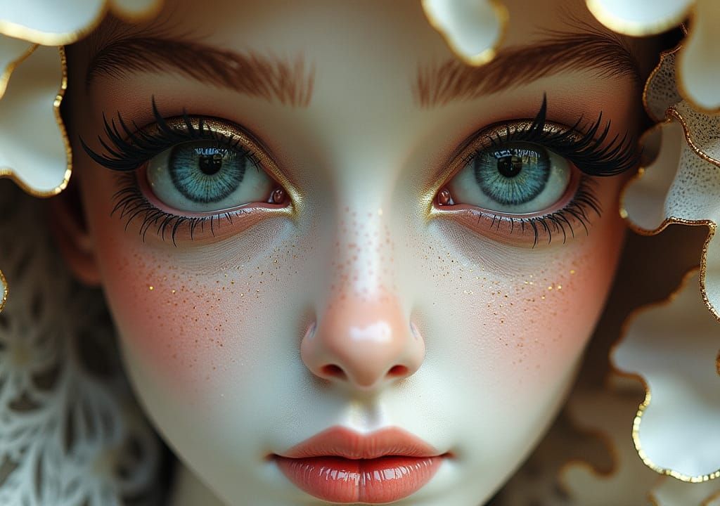 Dreamlike Portrait in Metallic Paper Iris Folding Style