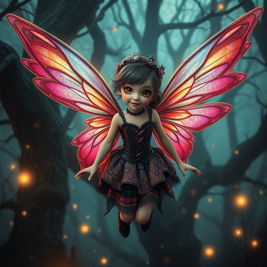 Punk Rococo Fairy in Mystical Forest