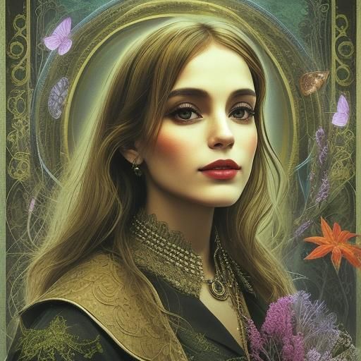 Holographic Astral Woman with Blond Hair and Glasses