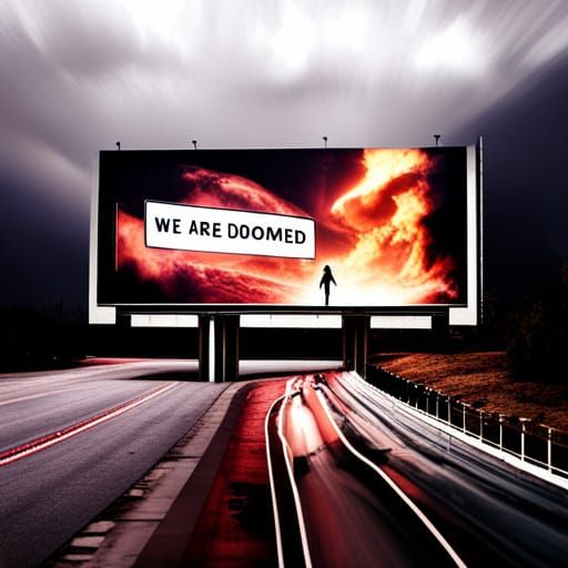 Hyperrealistic Billboard Announces "We are Doomed"