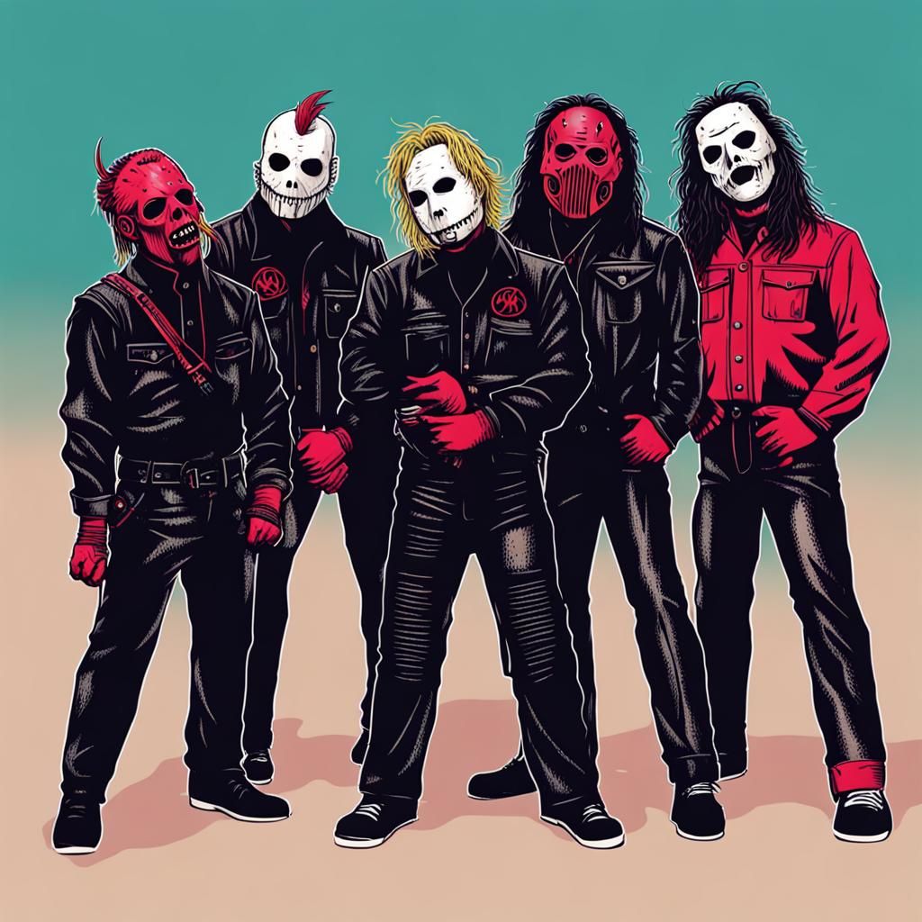 Slipknot as an 80s Pop Band Album Cover